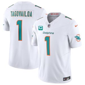 Men Miami Dolphins #1 Tua Tagovailoa White 2023 F.U.S.E With 2-Star C Patch Vapor Limited Football Stitched Jersey