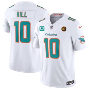 Men Miami Dolphins #10 Tyreek Hill White 2023 F.U.S.E. With 2-star C Patch And John Madden Patch Vapor Limited Football Stitched Jersey