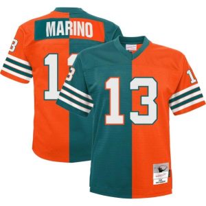 Men Miami Dolphins #13 Dan Marino 1984 Aqua/Orange Split Stitched Jersey