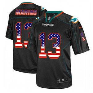 Men Miami Dolphins #13 Dan Marino Black USA Flag Fashion Football Stitched Jersey