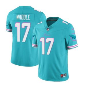 Men Miami Dolphins #17 Jaylen Waddle Aqua 2023 F.U.S.E Vapor Limited Football Stitched Jersey