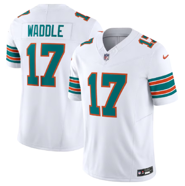 Men Miami Dolphins #17 Jaylen Waddle White 2023 F.U.S.E Alternate Vapor Limited Football Stitched Jersey