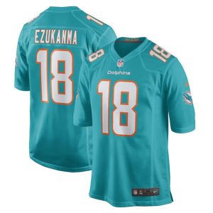 Men Miami Dolphins #18 Erik Ezukanma Aqua Stitched Game Jersey