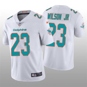 Men Miami Dolphins #23 Jeff Wilson Jr 2022 White Vapor Untouchable Limited Stitched Jersey