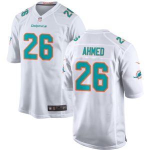 Men Miami Dolphins #26 Salvon Ahmed White Football Stitched Game Jersey