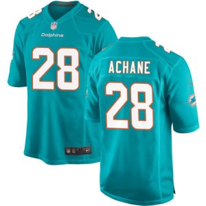 Men Miami Dolphins #28 De'Von Achane Aqua Stitched Game Jersey