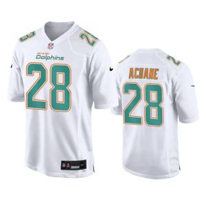 Men Miami Dolphins #28 De'Von Achane White Fashion Vapor Untouchable Football Stitched Jersey