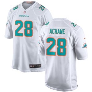 Men Miami Dolphins #28 De'Von Achane White Stitched Game Jersey