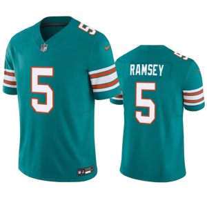 Men Miami Dolphins #5 Jalen Ramsey Aqua 2023 F.U.S.E Vapor Limited Stitched Football Jersey