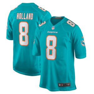 Men Miami Dolphins #8 Jevon Holland Aqua Stitched Football Game Jersey