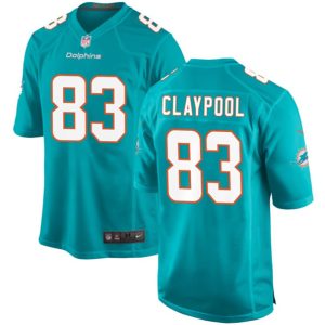 Men Miami Dolphins #83 Chase Claypool Aqua Football Stitched Game Jersey