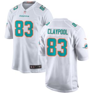 Men Miami Dolphins #83 Chase Claypool White Football Stitched Game Jersey