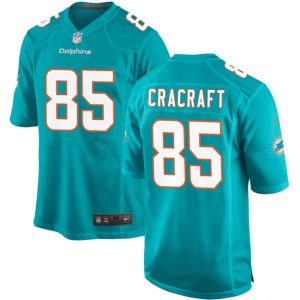 Men Miami Dolphins #85 River Cracraft Aqua Football Stitched Game Jersey