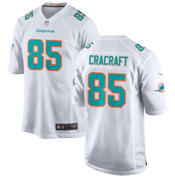 Men Miami Dolphins #85 River Cracraft White Football Stitched Game Jersey