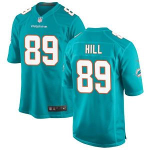 Men Miami Dolphins #89 Julian Hill Aqua Football Stitched Game Jersey