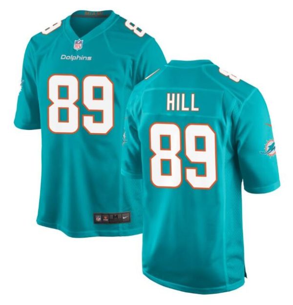 Men Miami Dolphins #89 Julian Hill Aqua Football Stitched Game Jersey