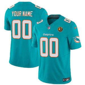 Men Miami Dolphins Active Player Custom Aqua 2023 F.U.S.E. With John Madden Patch Vapor Limited Football Stitched Jersey