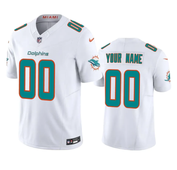 Men Miami Dolphins Active Player Custom White 2023 F.U.S.E Vapor Limited Stitched Football Jersey