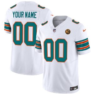 Men Miami Dolphins Active Player Custom White 2023 F.U.S.E. Alternate With John Madden Patch Vapor Limited Football Stitched Jersey