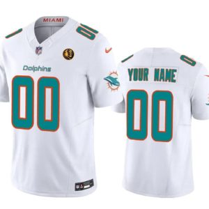 Men Miami Dolphins Active Player Custom White 2023 F.U.S.E. With John Madden Patch Vapor Limited Football Stitched Jersey