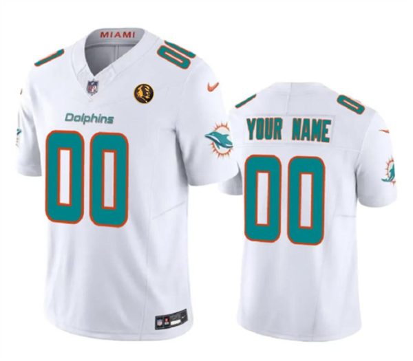 Men Miami Dolphins Active Player Custom White 2023 F.U.S.E. With John Madden Patch Vapor Limited Football Stitched Jersey