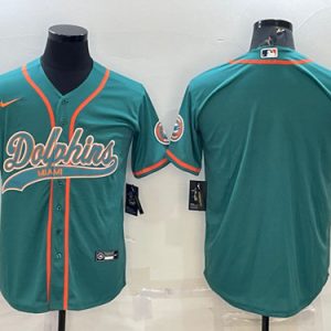 Men Miami Dolphins Blank Aqua With Patch Cool Base Stitched Baseball Jersey