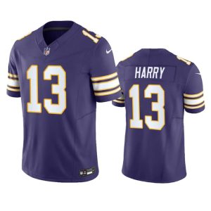 Men Minnesota Vikings #13 N'Keal Harry Purple 2023 F.U.S.E. Throwback Vapor Untouchable Limited Football Stitched Jersey