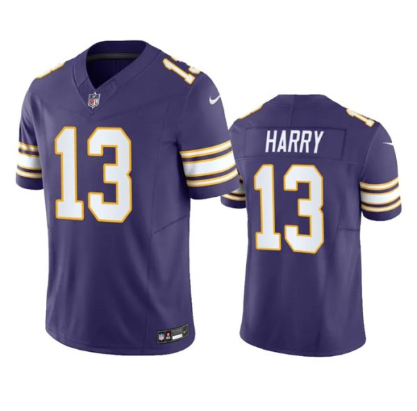 Men Minnesota Vikings #13 N'Keal Harry Purple 2023 F.U.S.E. Throwback Vapor Untouchable Limited Football Stitched Jersey