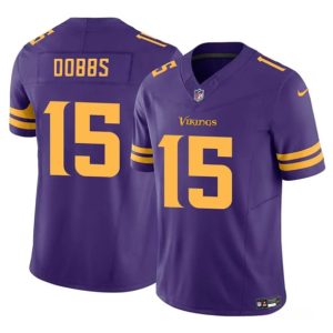 Men Minnesota Vikings #15 Josh Dobbs Purple 2023 F.U.S.E. Color Rush Stitched Jersey