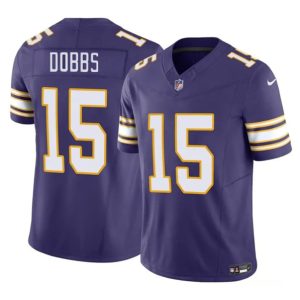 Men Minnesota Vikings #15 Josh Dobbs Purple 2023 F.U.S.E. Throwback Limited Stitched Jersey