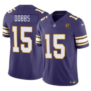 Men Minnesota Vikings #15 Josh Dobbs Purple 2023 F.U.S.E. Throwback With John Madden Patch Vapor Limited Football Stitched Jersey