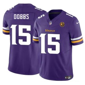 Men Minnesota Vikings #15 Josh Dobbs Purple 2023 F.U.S.E. With John Madden Patch Color Rush Limited Football Stitched Jersey