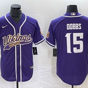 Men Minnesota Vikings #15 Josh Dobbs Purple Cool Base Stitched Baseball Jersey