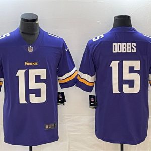 Men Minnesota Vikings #15 Josh Dobbs Purple Vapor Untouchable Limited Football Stitched Jersey