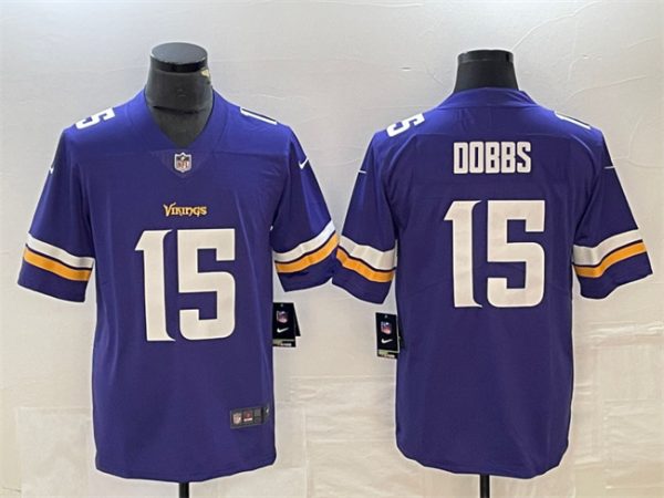 Men Minnesota Vikings #15 Josh Dobbs Purple Vapor Untouchable Limited Football Stitched Jersey