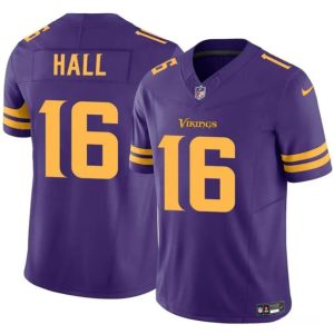 Men Minnesota Vikings #16 Jaren Hall Purple 2023 F.U.S.E. Vapor Untouchable Color Rush Limited Football Stitched Jersey