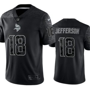 Men Minnesota Vikings #18 Justin Jefferson Black Reflective Limited Stitched Football Jersey