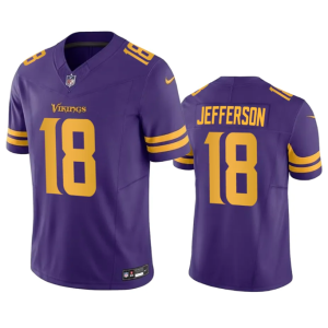 Men Minnesota Vikings #18 Justin Jefferson Purple 2023 F.U.S.E. Color Rush Stitched Jersey