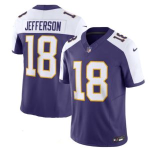 Men Minnesota Vikings #18 Justin Jefferson Purple 2023 F.U.S.E. Vapor Limited Stitched Jersey