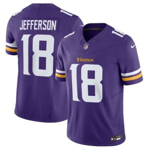 Men Minnesota Vikings #18 Justin Jefferson Purple 2023 F.U.S.E. Vapor Untouchable Stitched Jersey