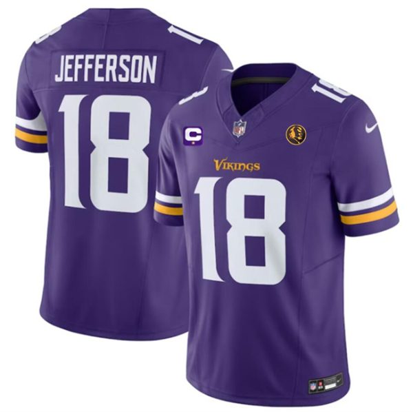 Men Minnesota Vikings #18 Justin Jefferson Purple 2023 F.U.S.E. With 1-star C Patch And John Madden Patch Vapor Limited Football Stitched Jersey