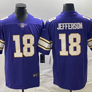 Men Minnesota Vikings #18 Justin Jefferson Purple Vapor Untouchable Limited Stitched Jersey