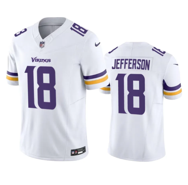 Men Minnesota Vikings #18 Justin Jefferson White 2023 F.U.S.E. Vapor Untouchable Stitched Jersey