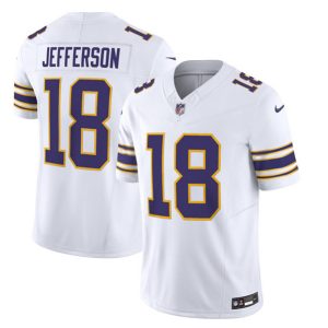 Men Minnesota Vikings #18 Justin Jefferson White 2023 F.U.S.E. Vapor Untouchable Stitched Jersey