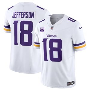 Men Minnesota Vikings #18 Justin Jefferson White 2023 F.U.S.E. With 1-Star C Patch Vapor Untouchable Limited Football Stitched Jersey