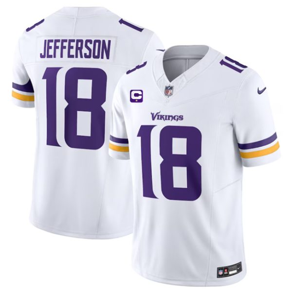 Men Minnesota Vikings #18 Justin Jefferson White 2023 F.U.S.E. With 1-Star C Patch Vapor Untouchable Limited Football Stitched Jersey