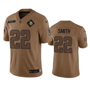 Men Minnesota Vikings #22 Harrison Smith 2023 Brown Salute To Service Limited Football Stitched Jersey