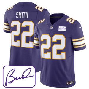 Men Minnesota Vikings #22 Harrison Smith Purple 2023 F.U.S.E. Bud Grant patch Limited Stitched Jersey