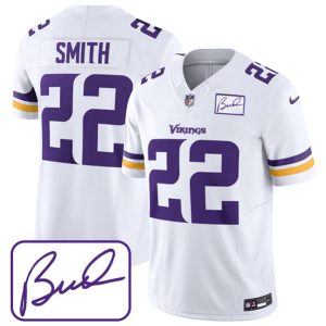 Men Minnesota Vikings #22 Harrison Smith White 2023 F.U.S.E. Bud Grant patch Limited Stitched Jersey