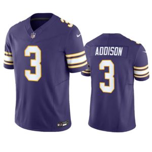 Men Minnesota Vikings #3 Jordan Addison Purple 2023 F.U.S.E. Vapor Untouchable Stitched Jersey